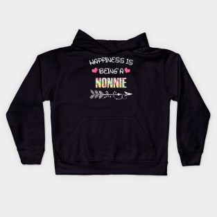 Happiness is being Nonnie floral gift Kids Hoodie